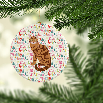 Bengal Cat Christmas Ceramic Ornament