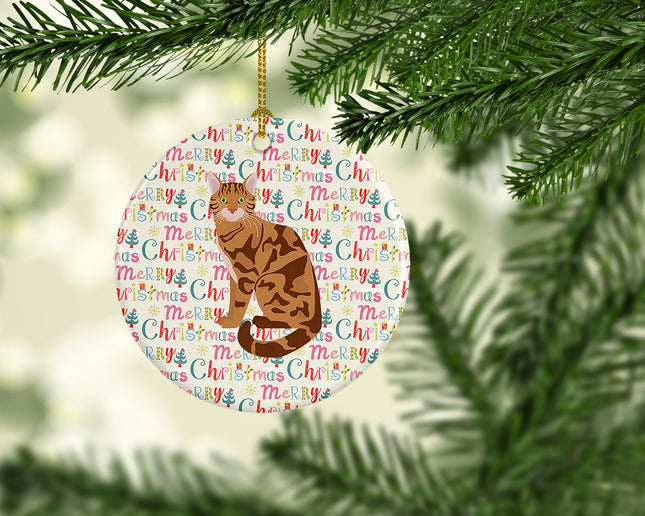 Bengal Cat Christmas Ceramic Ornament