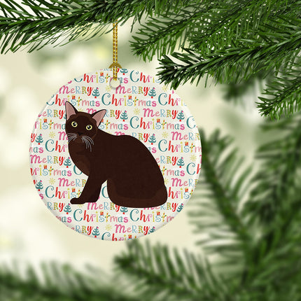 Burmese Cat Christmas Ceramic Ornament