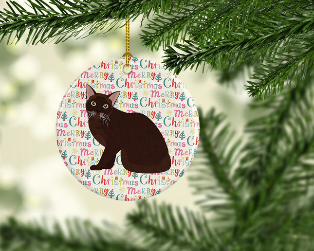 Burmese Cat Christmas Ceramic Ornament