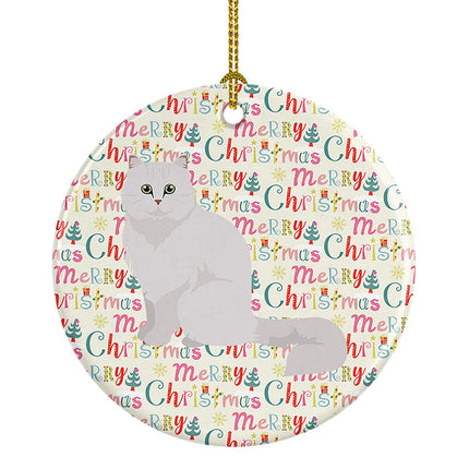 Chinchilla Persian Longhair Cat Christmas Ceramic Ornament