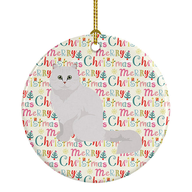 Chinchilla Persian Longhair Cat Christmas Ceramic Ornament