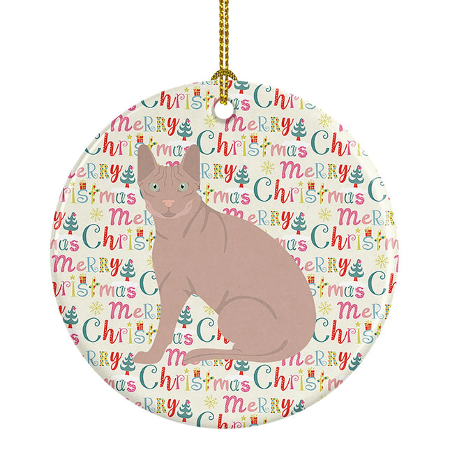 Don Sphynx Cat Christmas Ceramic Ornament