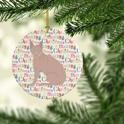 Don Sphynx Cat Christmas Ceramic Ornament