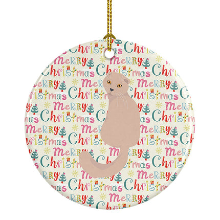 Scottish Fold Cat Christmas Ceramic Ornament