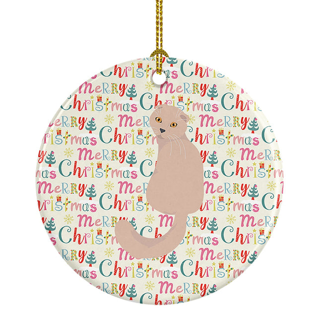 Scottish Fold Cat Christmas Ceramic Ornament