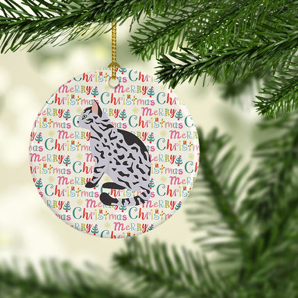 Serengeti Cat Christmas Ceramic Ornament