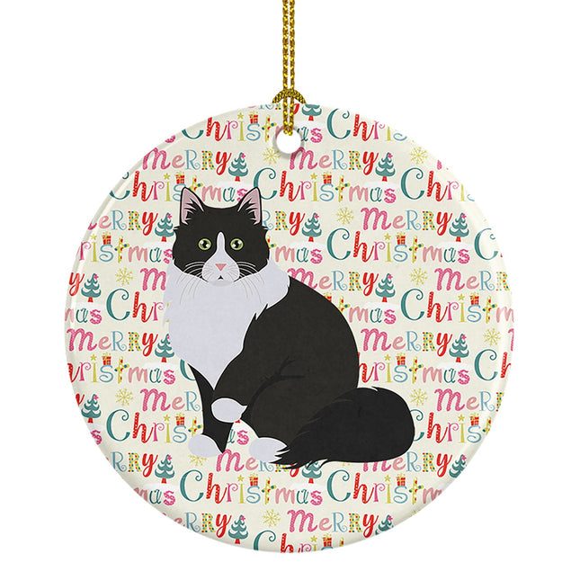 Siberian Forest Cat Christmas Ceramic Ornament