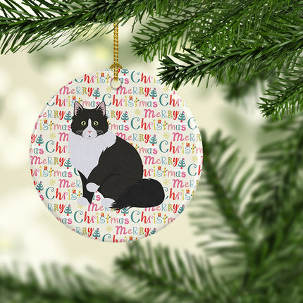 Siberian Forest Cat Christmas Ceramic Ornament