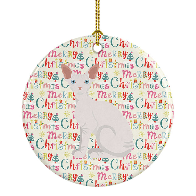 Sphynx Cat Christmas Ceramic Ornament
