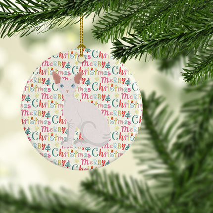 Sphynx Cat Christmas Ceramic Ornament