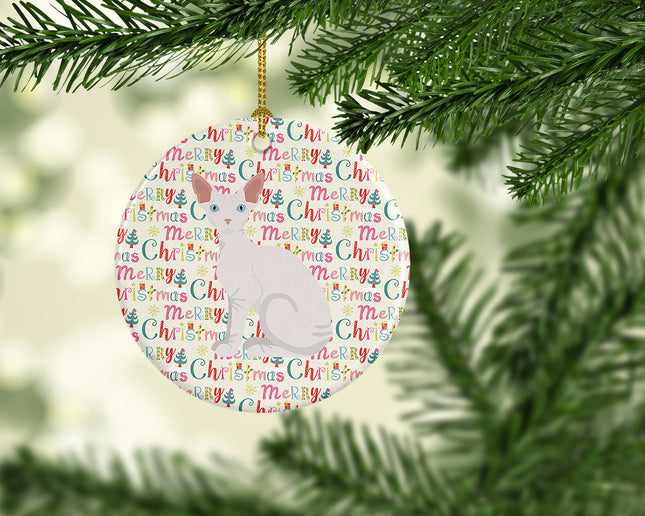 Sphynx Cat Christmas Ceramic Ornament