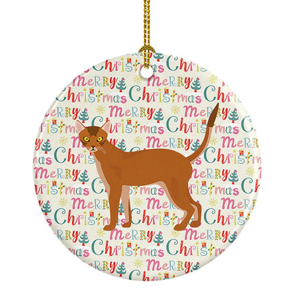 Red Abyssinian Cat Christmas Ceramic Ornament