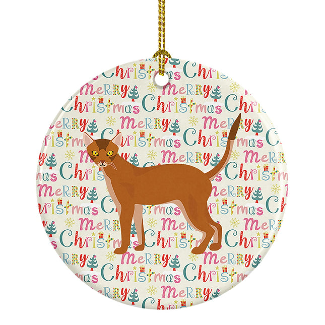 Red Abyssinian Cat Christmas Ceramic Ornament
