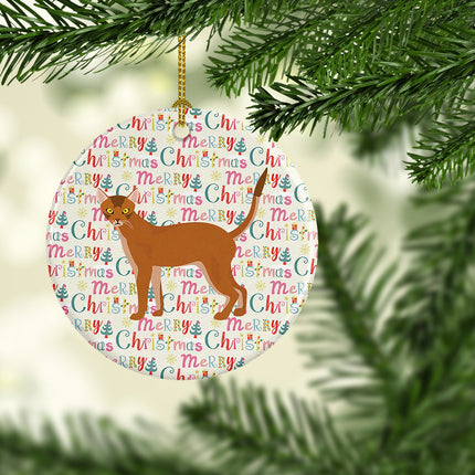 Red Abyssinian Cat Christmas Ceramic Ornament