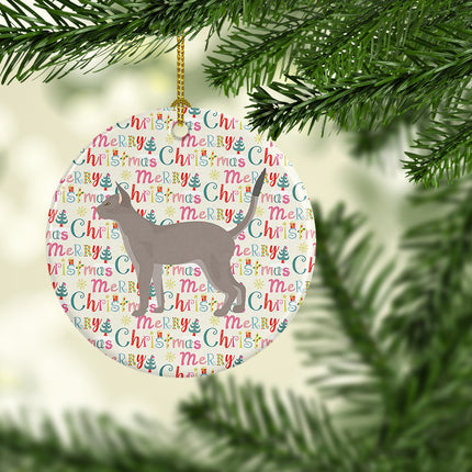 Blue Abyssinian Cat Christmas Ceramic Ornament