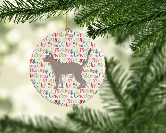 Blue Abyssinian Cat Christmas Ceramic Ornament