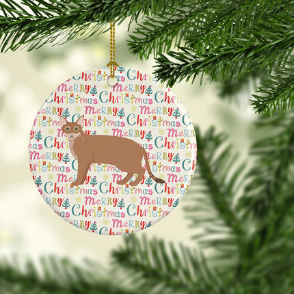 Chausie Cat Christmas Ceramic Ornament