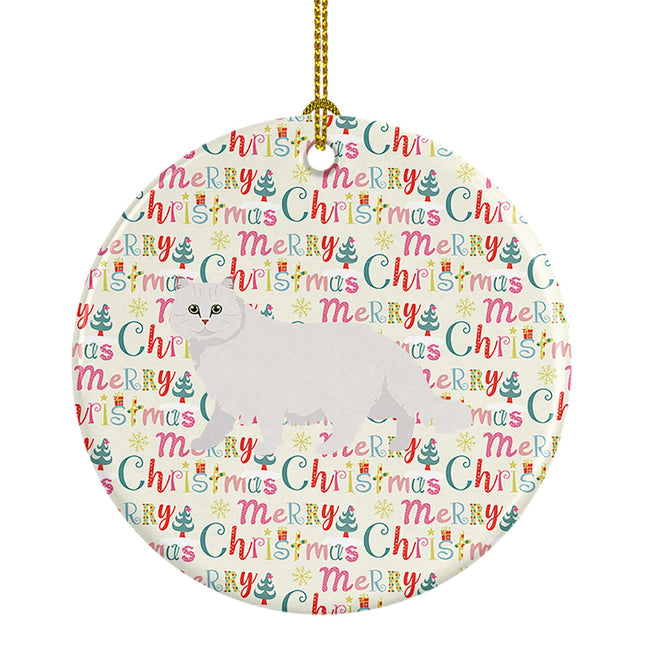 Chinchilla Persian Longhair Cat Christmas Ceramic Ornament
