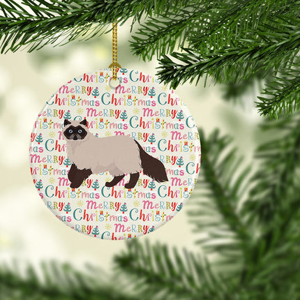 Colorpoint Persian Hymalayan Cat Christmas Ceramic Ornament