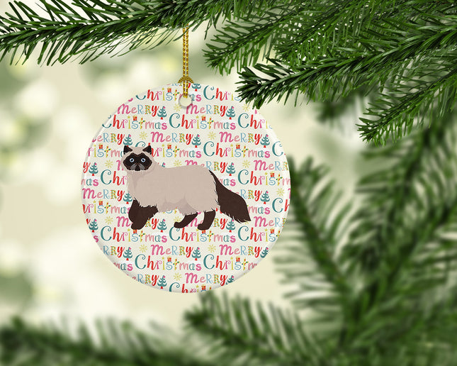 Colorpoint Persian Hymalayan Cat Christmas Ceramic Ornament