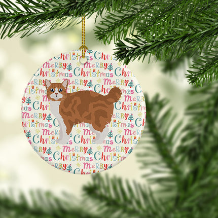 Manx #2 Cat Christmas Ceramic Ornament