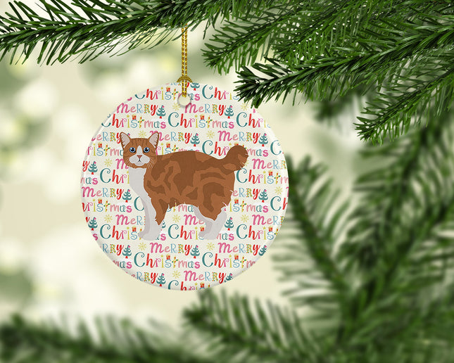 Manx #2 Cat Christmas Ceramic Ornament