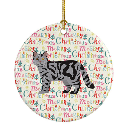 Scottish Straight Cat Christmas Ceramic Ornament
