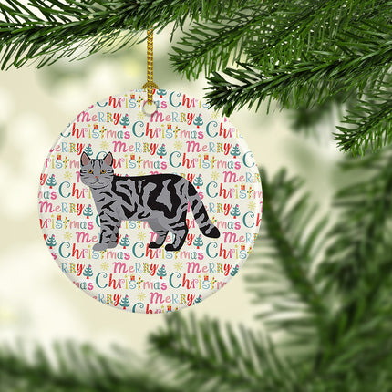 Scottish Straight Cat Christmas Ceramic Ornament