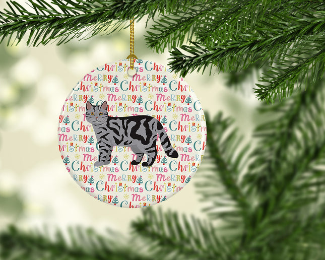 Scottish Straight Cat Christmas Ceramic Ornament