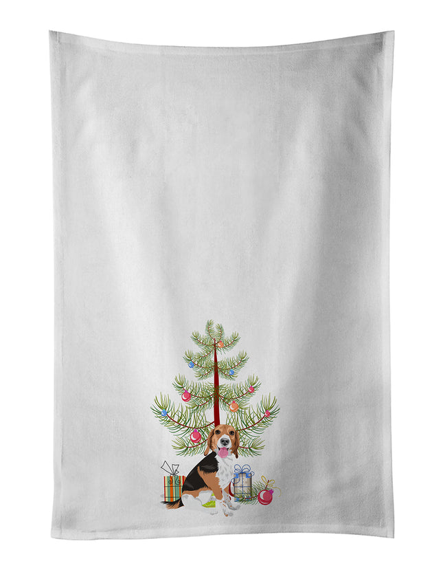 Beagle Tricolor Red Ticked #1 Christmas Kitchen Towel Set of 2
