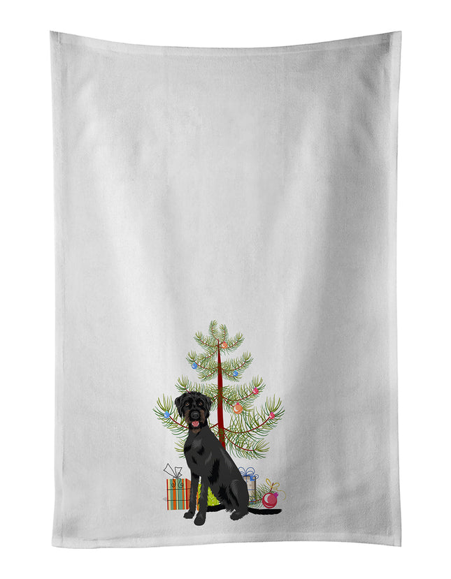 Doodle Black and Tan Christmas Kitchen Towel Set of 2