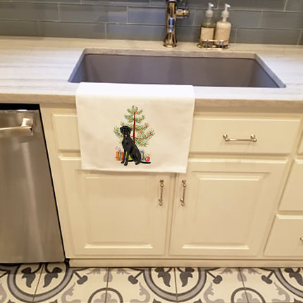 Doodle Black and Tan Christmas Kitchen Towel Set of 2