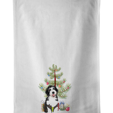 Doodle Silver and White #1 Christmas Kitchen Towel Set of 2