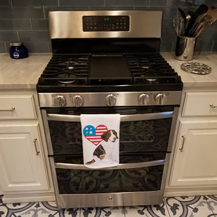 Beagle Tricolor Mottled Patriotic Kitchen Towel Set of 2