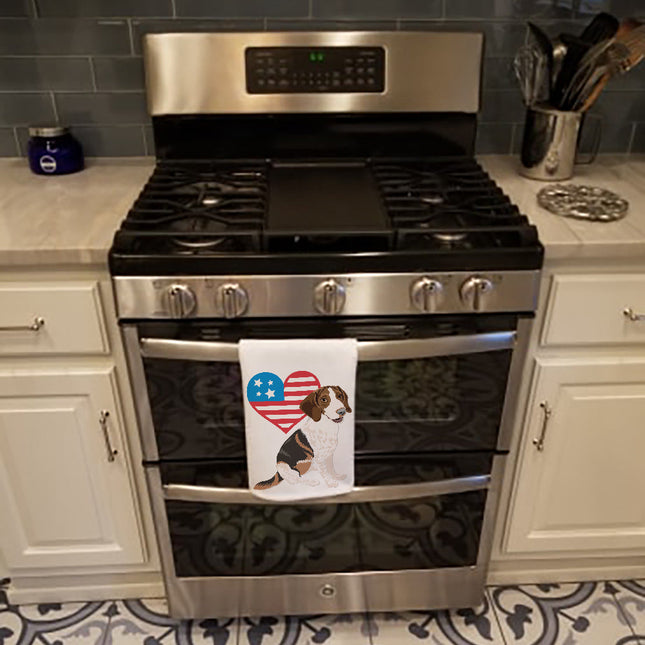 Beagle Tricolor Mottled Patriotic Kitchen Towel Set of 2