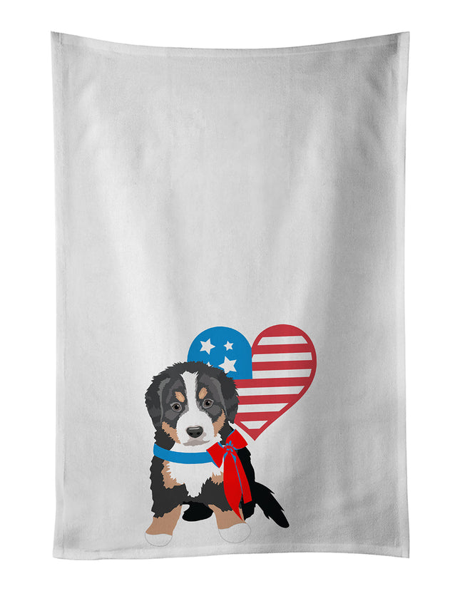 Bernese Mountain Dog Puppy #1 Patriotic Kitchen Towel Set of 2