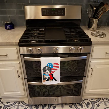 Bernese Mountain Dog Puppy #1 Patriotic Kitchen Towel Set of 2