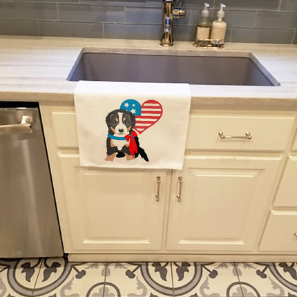 Bernese Mountain Dog Puppy #1 Patriotic Kitchen Towel Set of 2