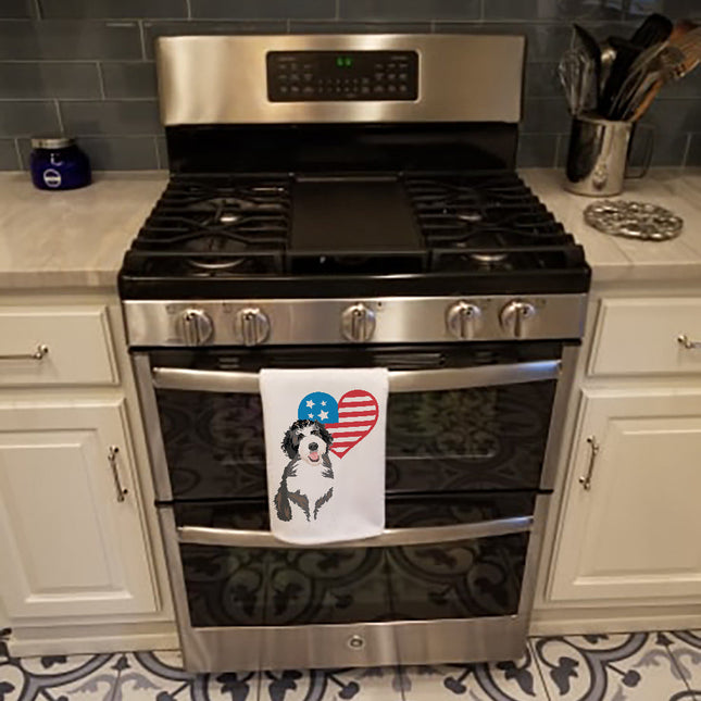 Doodle Silver and White #1 Patriotic Kitchen Towel Set of 2