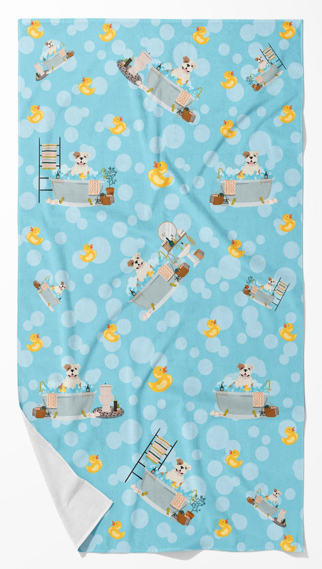 Piebald English Bulldog Bath Towel Large