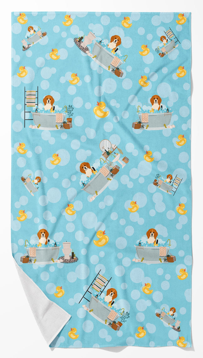 Tricolor Beagle in Bathtub Bath Towel Large