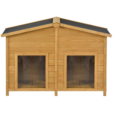 47.2" Large Wooden Dog House Outdoor,  Outdoor & Indoor Dog Crate, Cabin Style, With Porch, 2 Doors