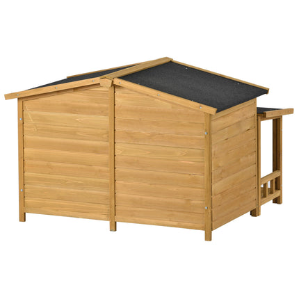 47.2" Large Wooden Dog House Outdoor,  Outdoor & Indoor Dog Crate, Cabin Style, With Porch, 2 Doors