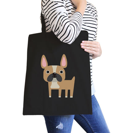 French Bulldog Black Canvas Bag for French Bulldog Owner Tote Bags