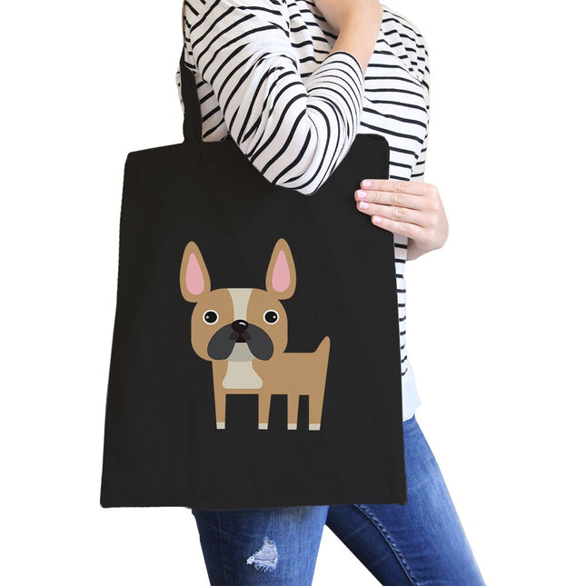 French Bulldog Black Canvas Bag for French Bulldog Owner Tote Bags