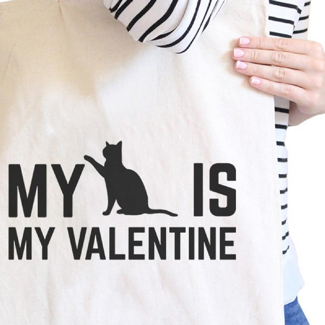 My Cat Is My Valentine Natural Canvas Bag  Gift Ideas for Cat Lover
