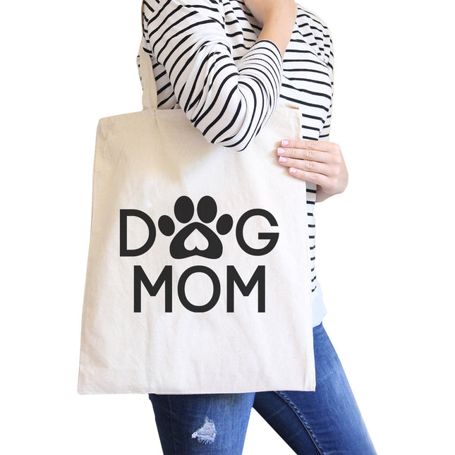 Dog Mom Natural Cute Canvas Shoulder Bag Cute Design for Dog Owners
