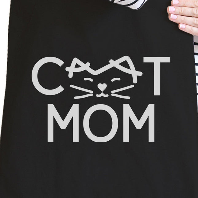 Cat Mom Black Cute Canvas Bag Unique Mothers Day Gift for Cat Lover