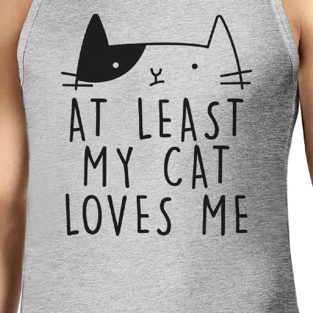 At Least My Cat Loves Me Mens Tank Top Cute Graphic for Cat Lovers